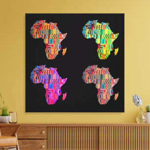 Färgrik karta över Afrika på sträckt canvastryck