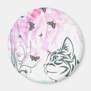 Färgrik katt magnet