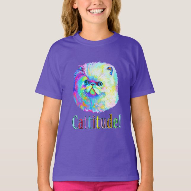 Färgrik katt med Catitude Tee Shirt (Framsida)