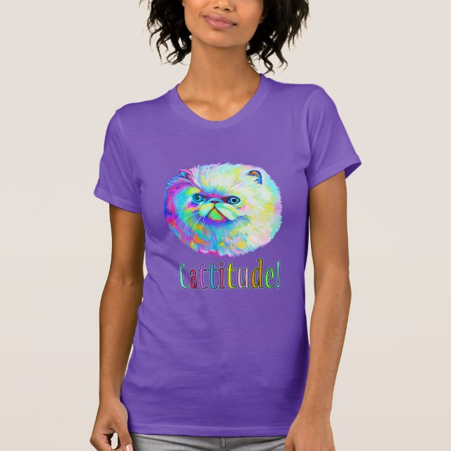 Färgrik katt med Catitude Tee Shirt (Framsida)