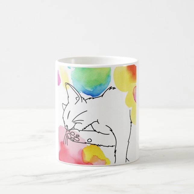 Färgrik Katt Skiss Kaffemugg (Center)
