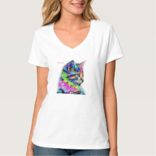 Färgrik katt t shirt