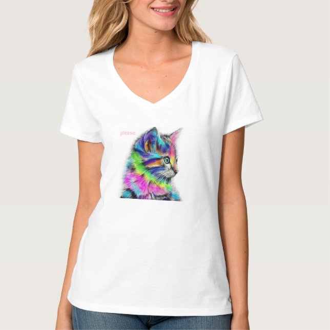 Färgrik katt t shirt (Framsida)