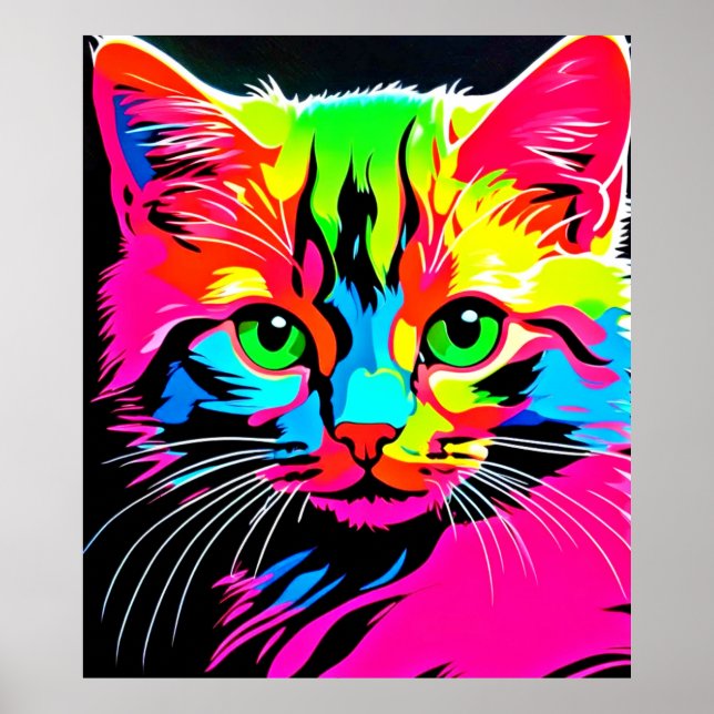 Färgrik Kattdesign Poster (Framsidan)