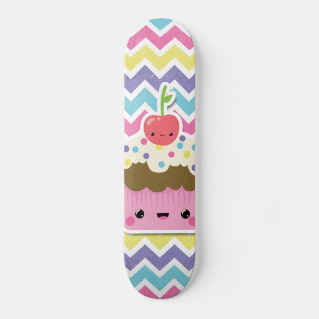 Färgrik Kawaii muffin på sparrar Skateboard Bräda 19,5 Cm (Framsida)
