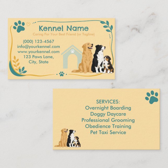 Färgrik Kennel Anpassningsbar  Visitkort (Fram/baksida)