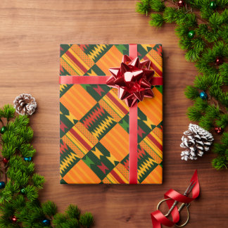 Färgrik Kente Tyg Inspirerad Tryck Presentpapper