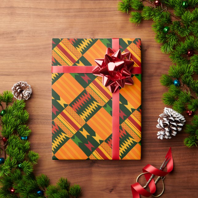 Färgrik Kente Tyg Inspirerad Tryck  Presentpapper (Julgåva)