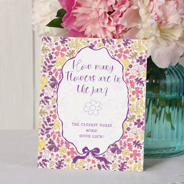 Färgrik klotterblomma pennskiss baby shower  poster (Skapare uppladdad)
