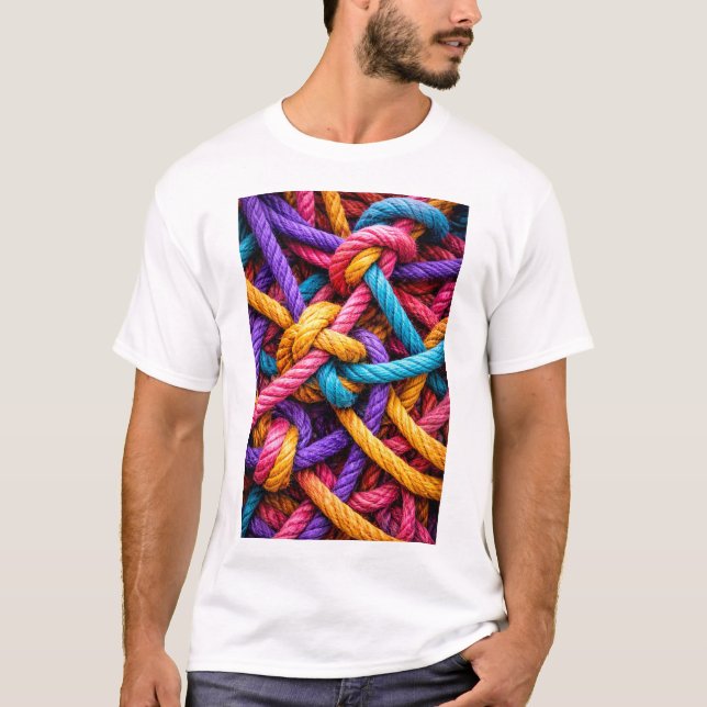 Färgrik Knuten Repmönster – Livlig T-shirt (Framsida)