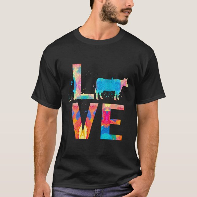 Färgrik ko-mamma ko-målning t shirt (Framsida)