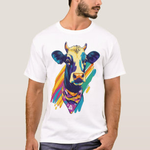 Färgrik ko PNG, regnbåge ko design PNG T Shirt