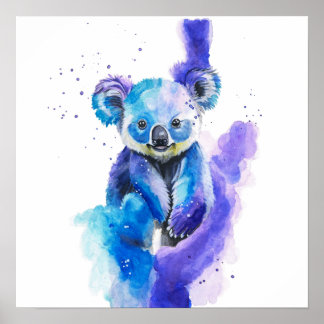 Färgrik Koala Björn Vattenfärg Konstverk Poster