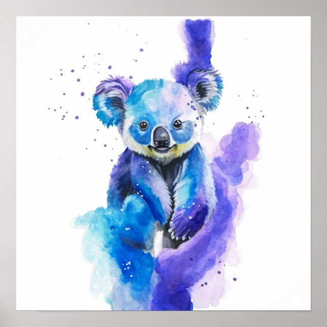 Färgrik Koala Björn Vattenfärg Konstverk Poster (Framsidan)