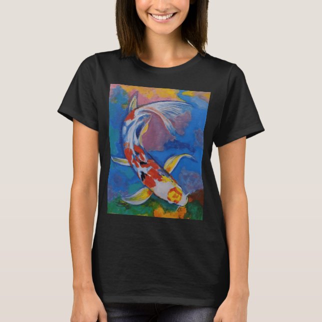 Färgrik Koi Fisk Målning T Shirt (Framsida)