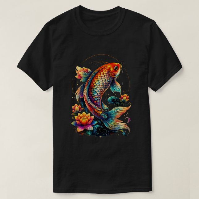Färgrik Koi Fisk T-Shirt | Japansk Koi Karpfisk (Design framsida)