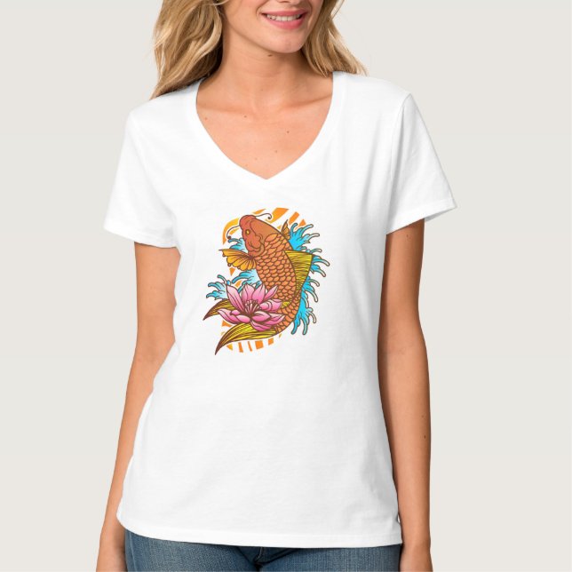 Färgrik Koi Guldfisk T-Shirt (Framsida)