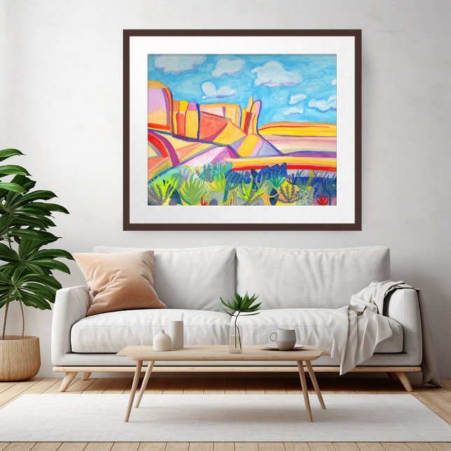 Färgrik köks Mesa galen akvarell landskap Poster (Colorful Kitchen Mesa Wacky Watercolor Landscape Poster)