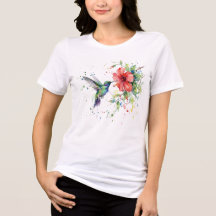 Färgrik Kolibri Vattenfärg Blommig Naturkonst