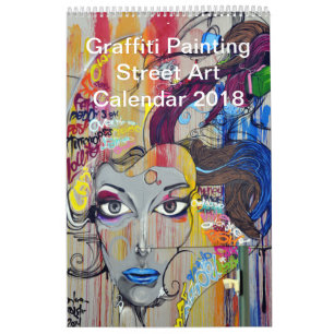 Färgrik konst 2018 för grafittimålninggata kalender
