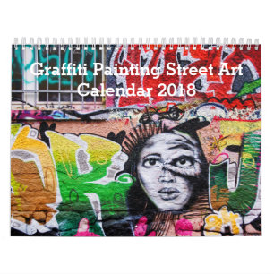 Färgrik konst 2018 för grafittimålninggata kalender