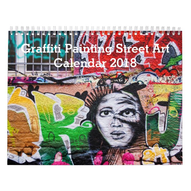 Färgrik konst 2018 för grafittimålninggata kalender (Omslag)