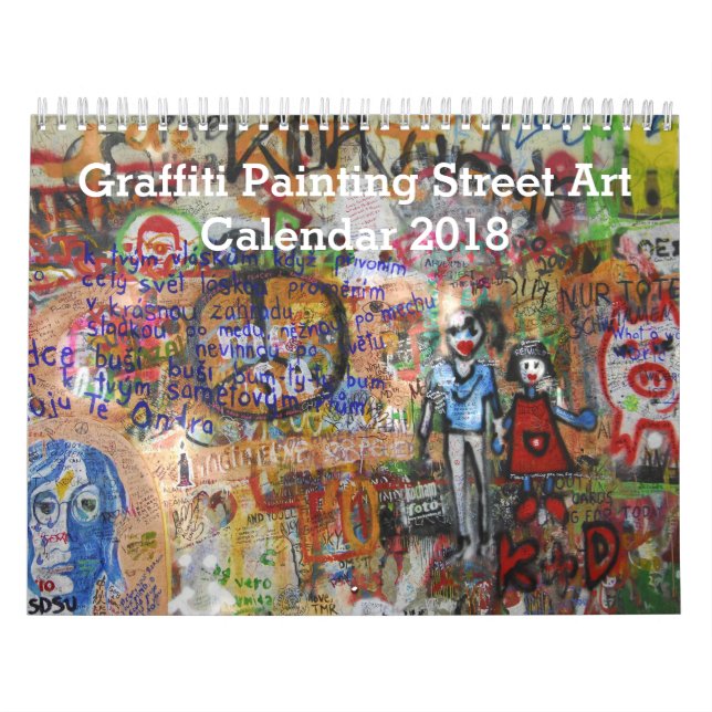 Färgrik konst 2018 för grafittimålninggata kalender (Omslag)