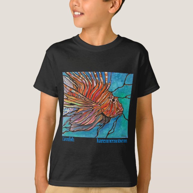 Färgrik konst för Lionfish"målat glass" stil! Tee (Framsida)