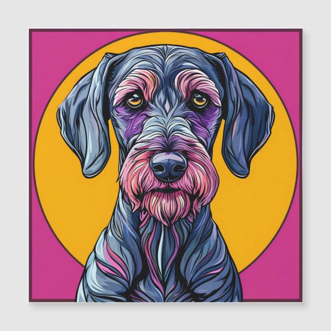 Färgrik konstnärlig illustration av en hund mot Vi (Framsida)