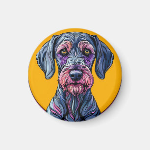 Färgrik konstnärlig illustration av en hund mot Vi Magnet