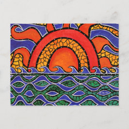 Färgrik konstvykort för abstrakt solnedgång vykort