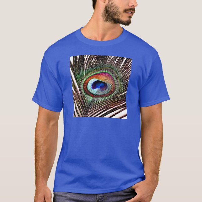 Färgrik Koppar Påfågel Fjäder T-shirt (Framsida)