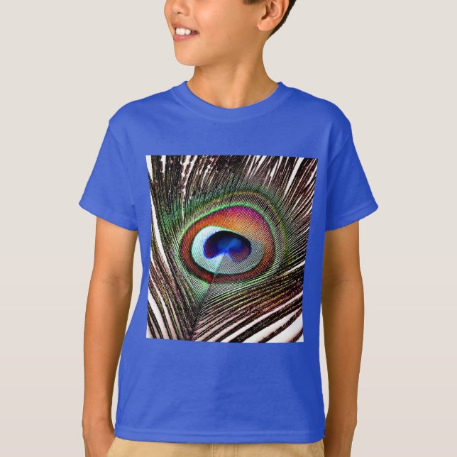 Färgrik Koppar Påfågel Fjäder T Shirt (Framsida)