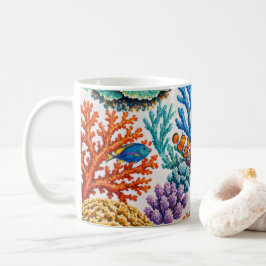 Färgrik korallrev tropisk fisk kaffemugg
