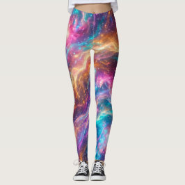 Färgrik Kosmisk Nebulosa Galax Konst Leggings