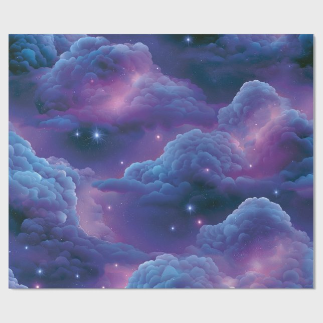 Färgrik kosmisk nebulosa presentpapper (Platt)