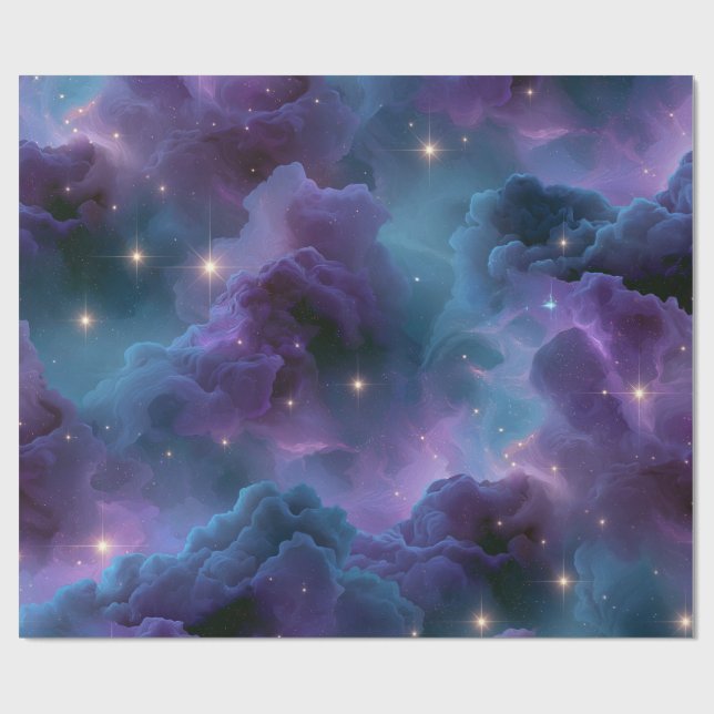 Färgrik kosmisk nebulosa presentpapper (Platt)