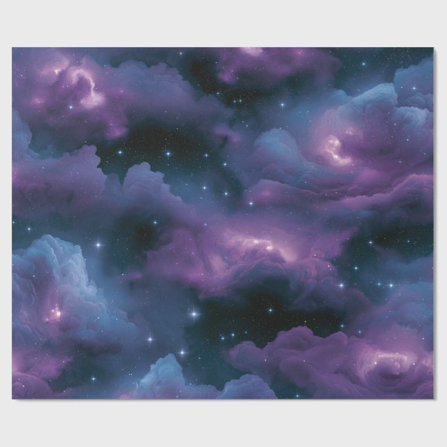Färgrik kosmisk nebulosa presentpapper (Platt)
