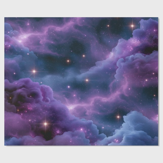 Färgrik kosmisk nebulosa presentpapper (Platt)
