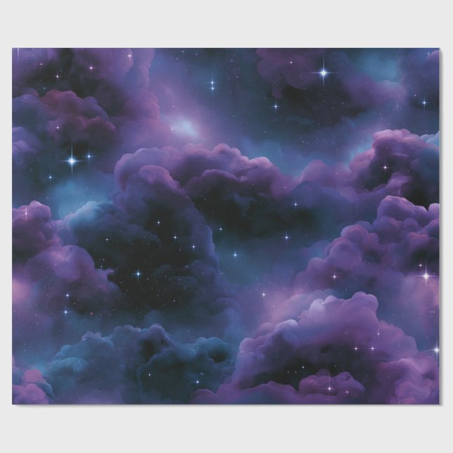 Färgrik kosmisk nebulosa presentpapper (Platt)