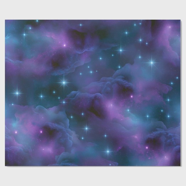 Färgrik kosmisk nebulosa presentpapper (Platt)