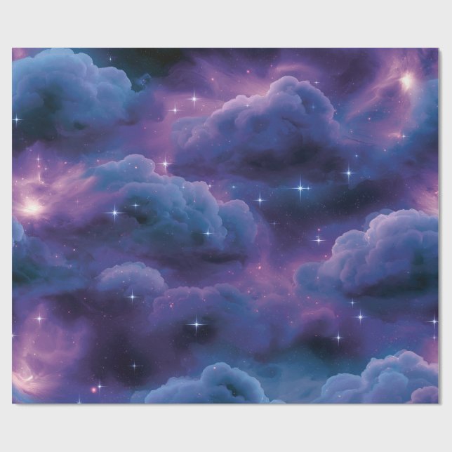 Färgrik kosmisk nebulosa presentpapper (Platt)