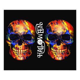 FÄRGRIK KRANIET SKELETT GLAD HALLOWEEN FOTOTRYCK