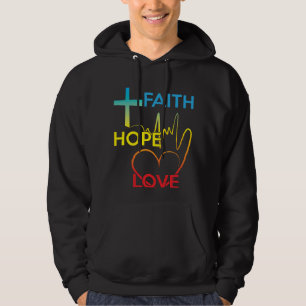 Färgrik kristen gåva för trohoppkärlek hoodie
