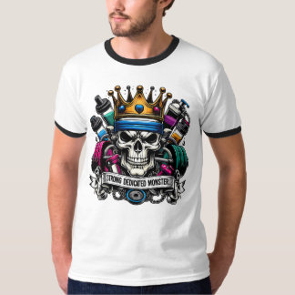 Färgrik Kronad Gymmonsterkung Fitnesskonst T Shirt