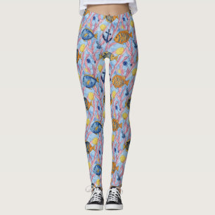 Färgrik kustnära havslivsmönster (9) leggings