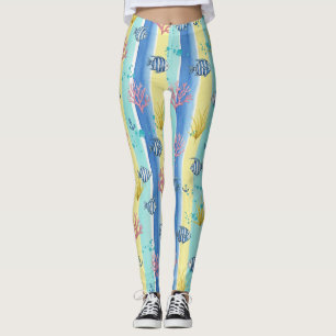Färgrik kustsjöslivsmönster (10) leggings