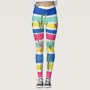 Färgrik kustsjöslivsmönster (7) leggings