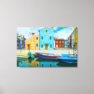 Färgrik lagun för fartygplats Venetian Canvastryck