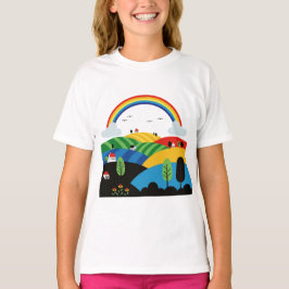 Färgrik lantlig landskap t shirt